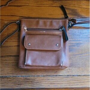 Kate & Alex Cuffaro Brown Faux Leather Crossbody Purse